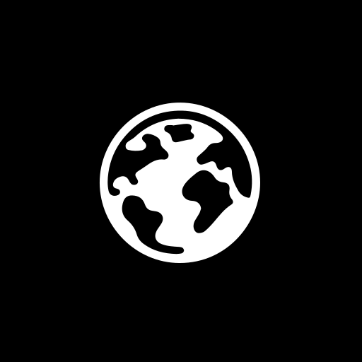 A graphic icon of planet Earth.