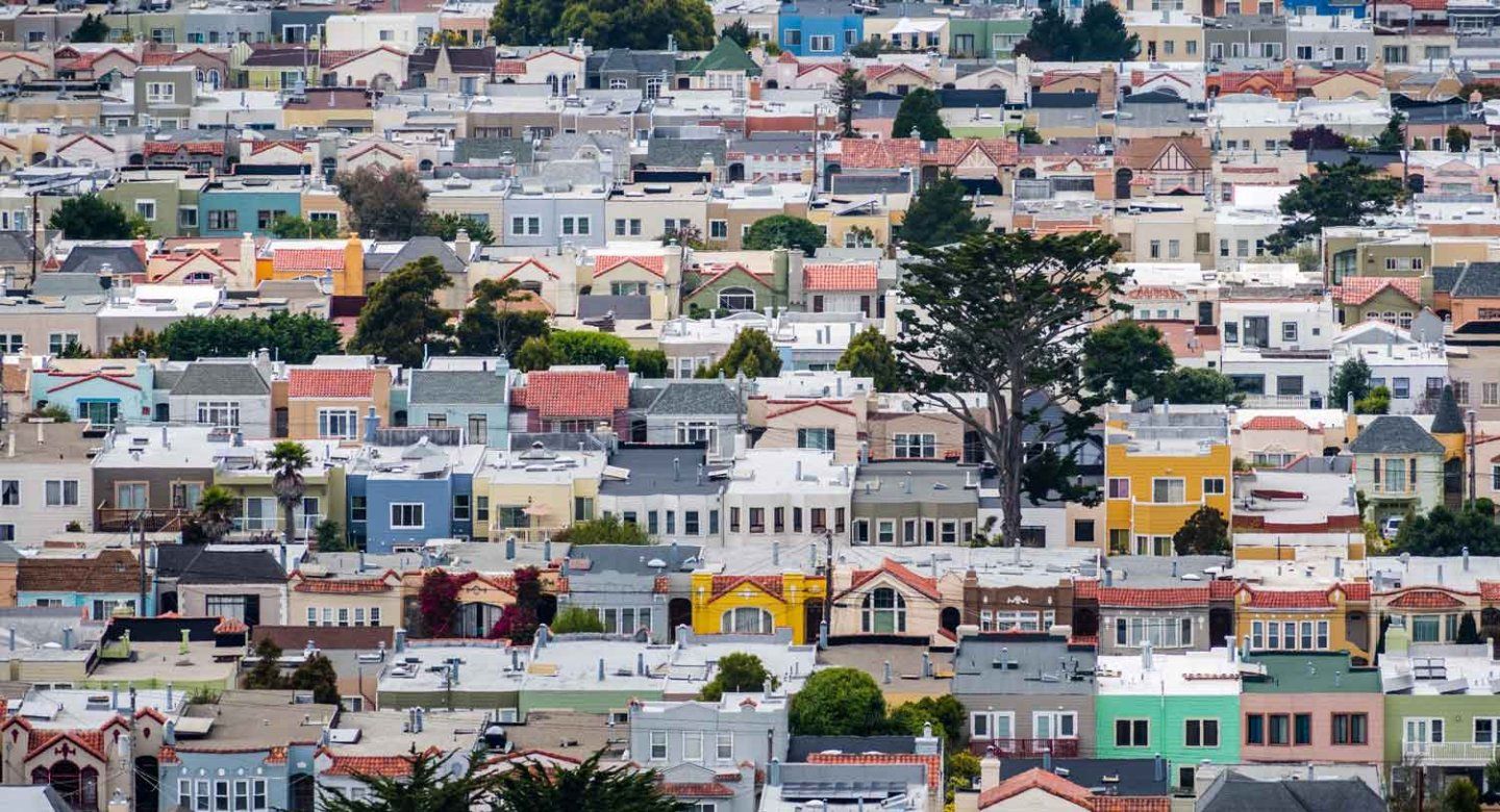 An aerial view of the San Francisco Sunset District.